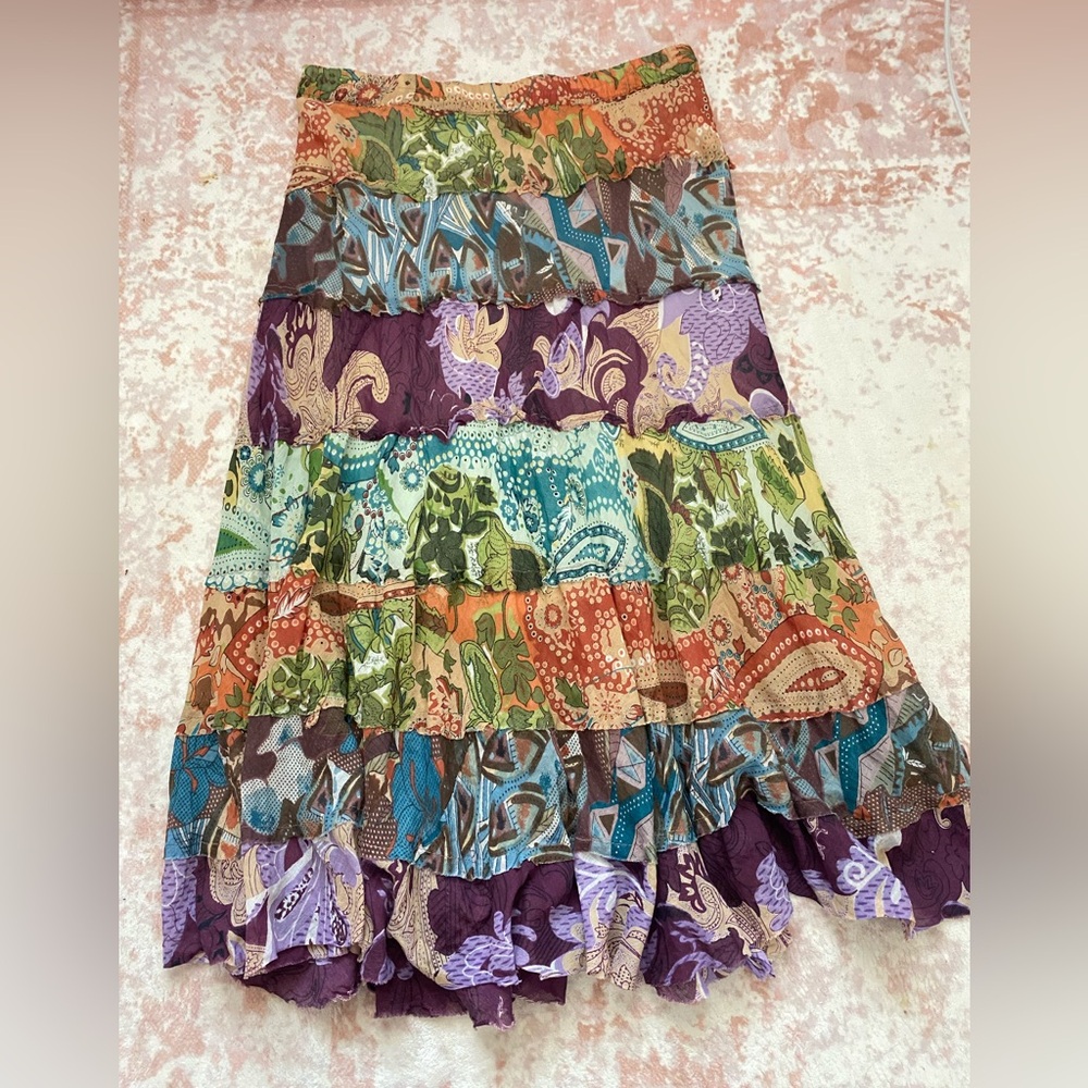 New Directions Colorful Patchwork Maxi Skirt - image 3